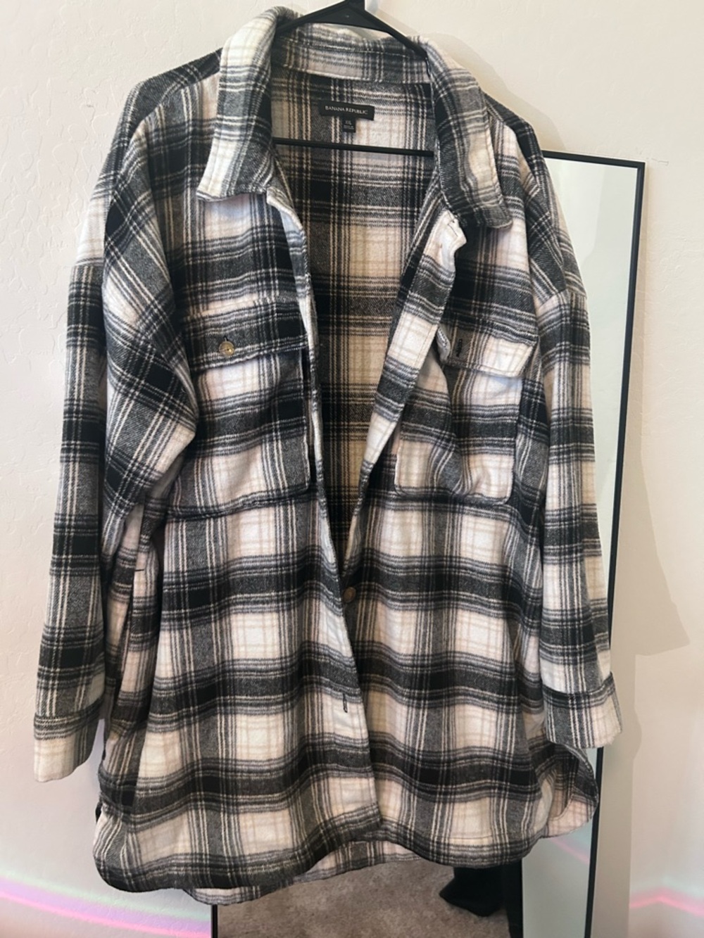Banana Republic Black and White Plaid Shacket